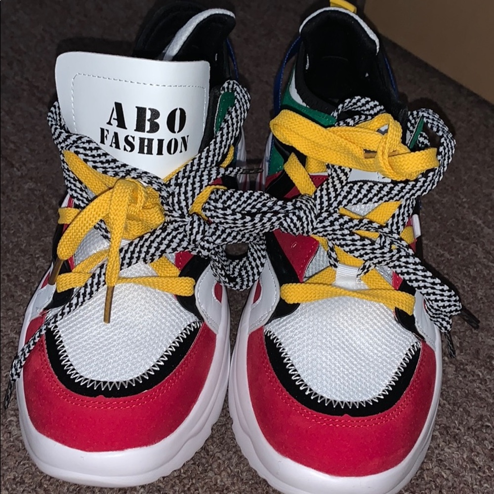 Lace up mash panel sneakers
